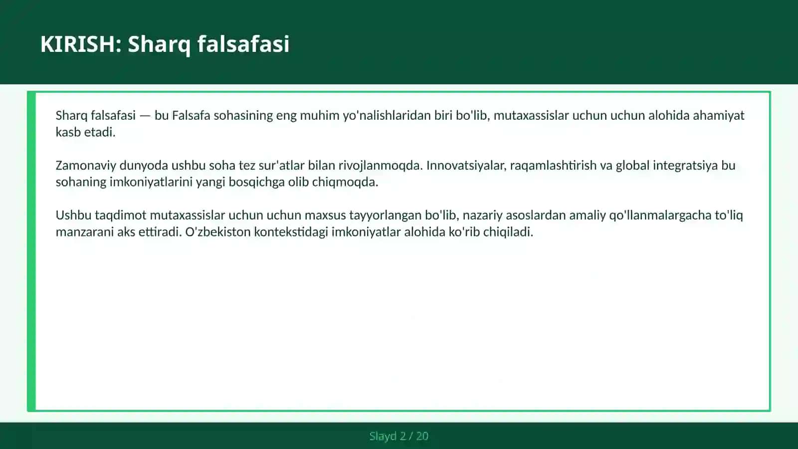 SHARQ FALSAFASI 2