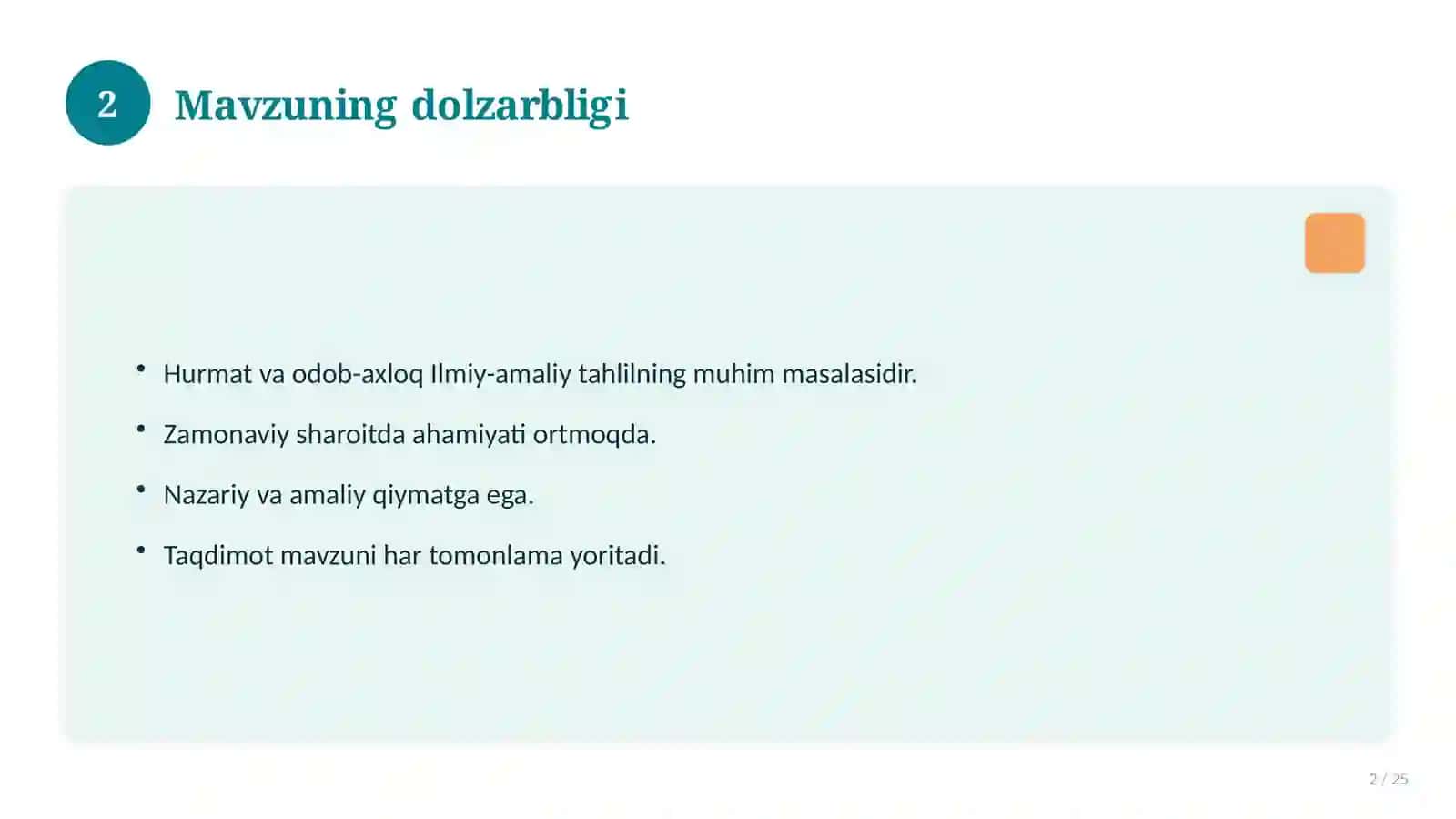 Hurmat va odob-axloq 2