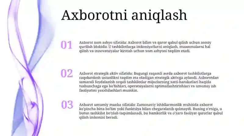 Axborotni Jamiyatda Tutgan OʻRni 2