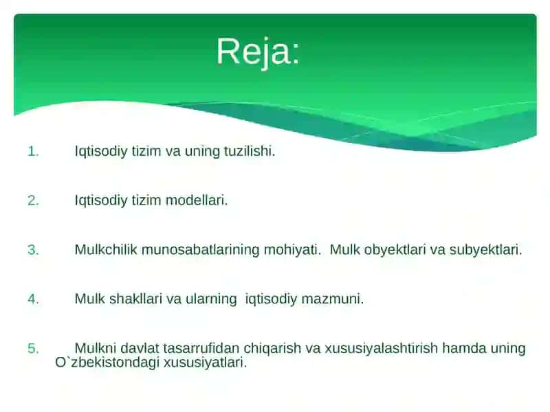 Ijtimoiy- iqtsodiy tizimlar va mulkchilik munosabatlari. 2