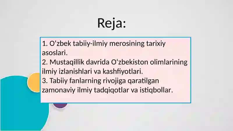 O'zbekiston olimlarining Tabiiy fanlar rivojiga qo'shgan hissasi 2