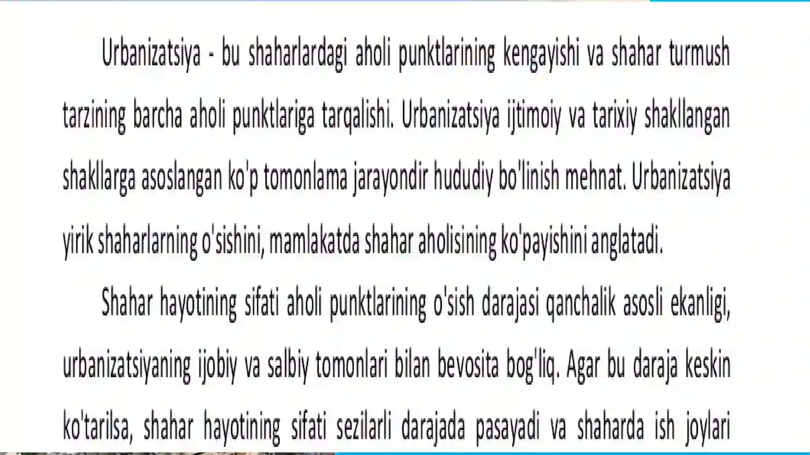 Urbanizatsiya va uning salbiy oqibatlari 2