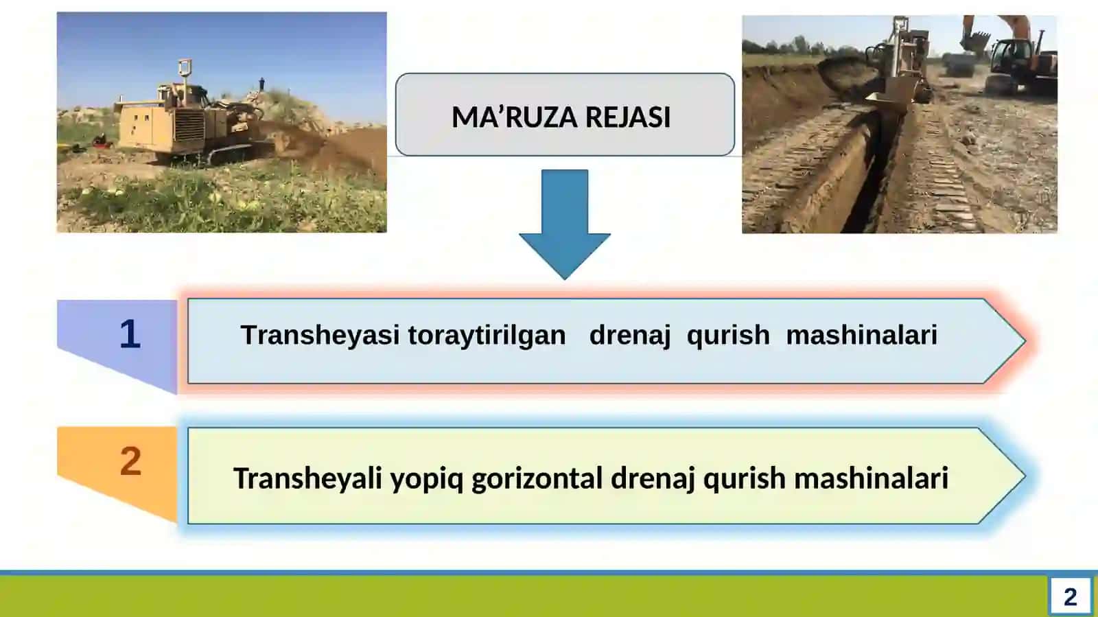 TRANSHEYALI USULDA DRENAJ QURISH MASHINALARI 2