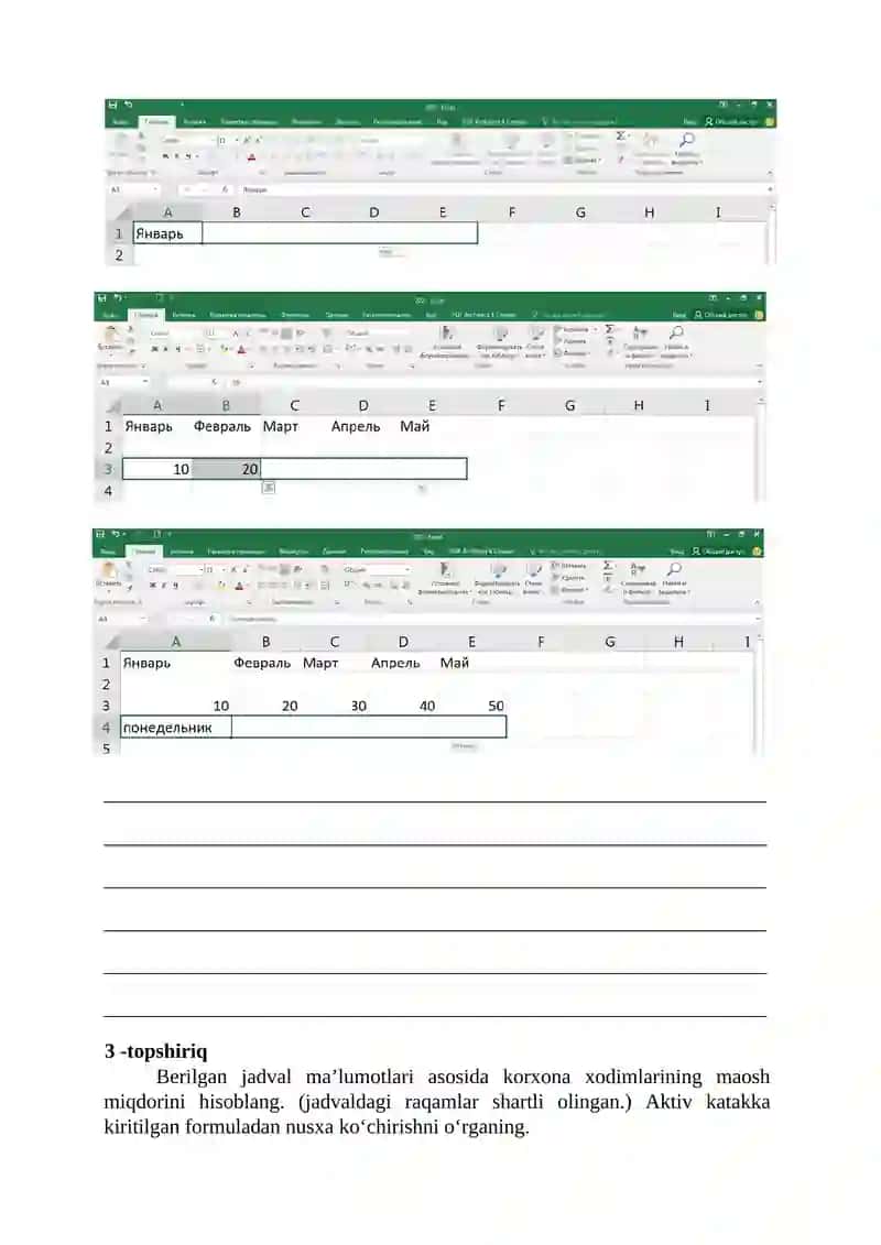 IQTISODIY MASALALARNI YECHISHDA JADVAL MUXARRIRLARIDAN FOYDALANISH (MICROSOFT EXCEL) 2