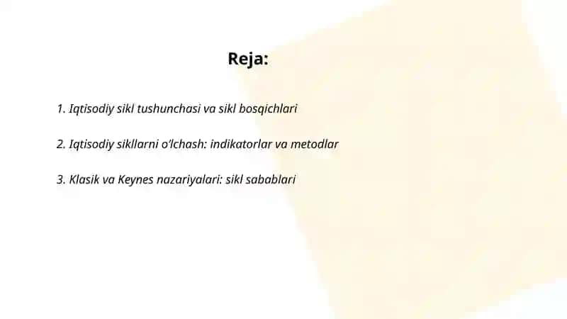 Iqtisodiy rivojlanishning tsiklligi va iqtisodiy sikl nazariyalari 2