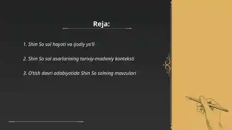 O‘tish davri adabiyoti.Shin So sol 2