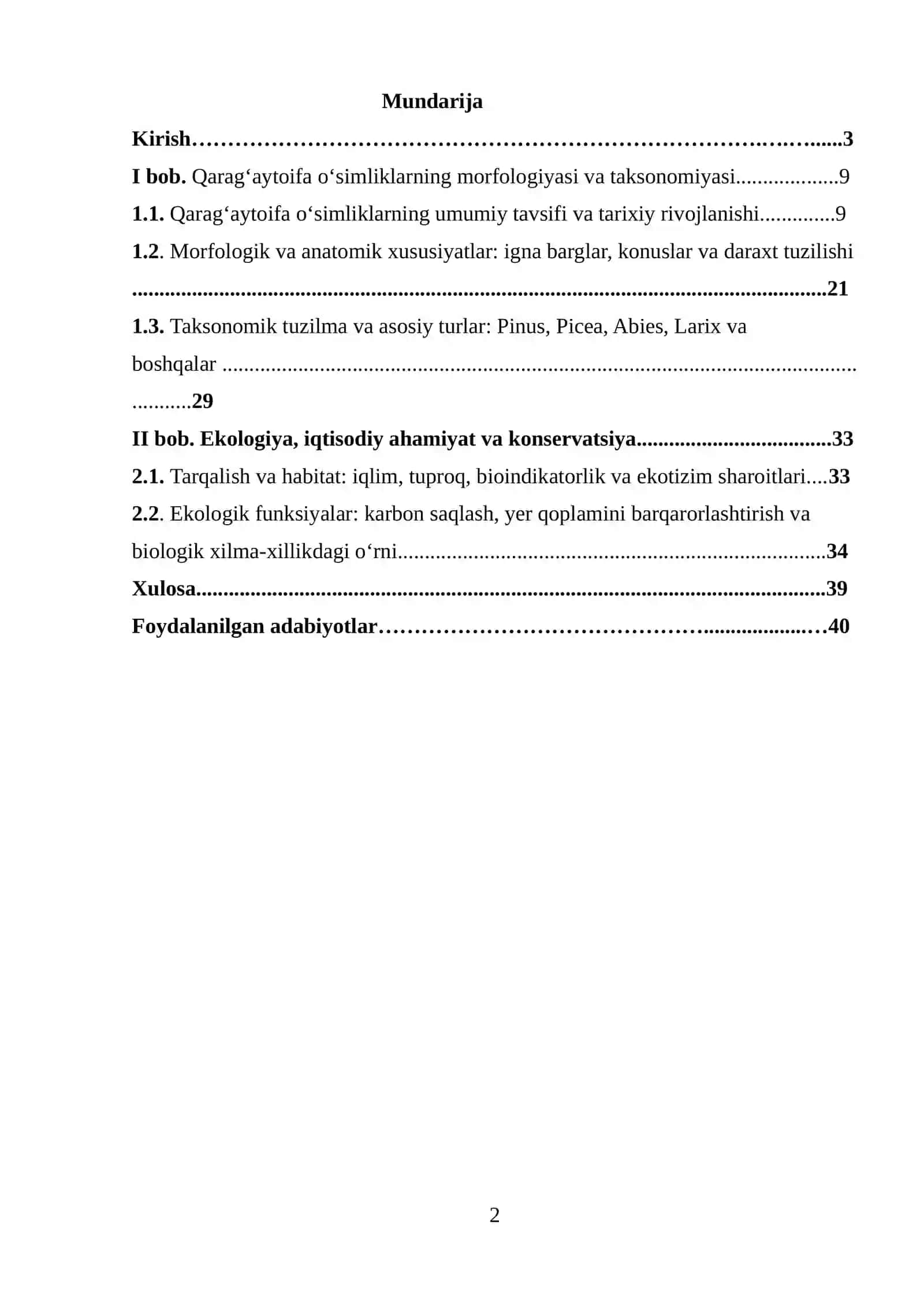 Qarag‘ay toifa o’simliklar 2
