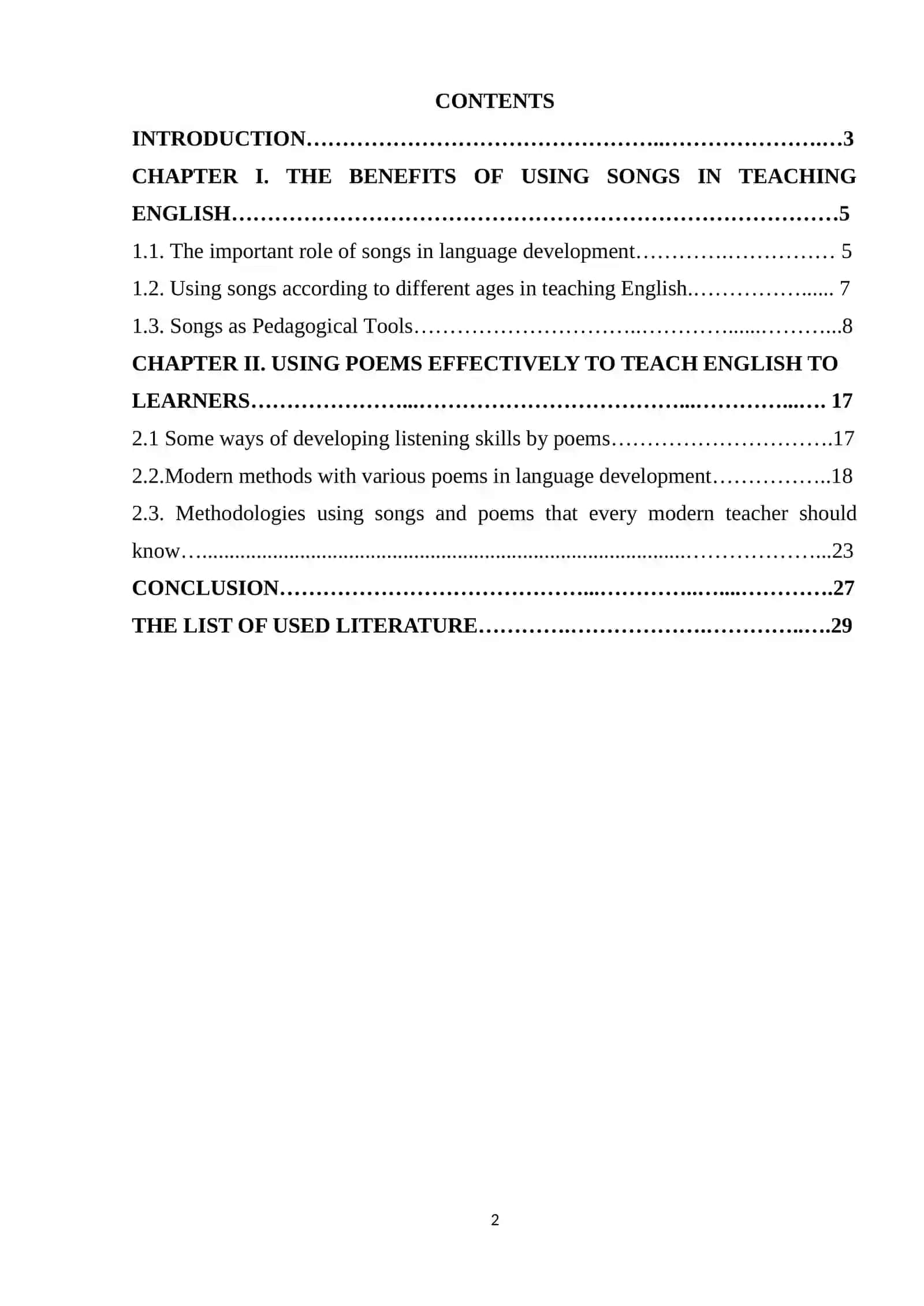 TEACHING ENGLISH USING SONGS, POEMS 2