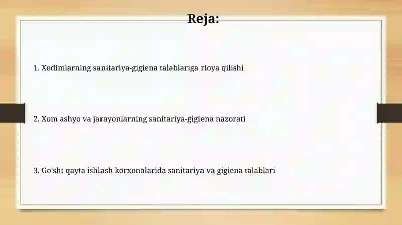 Gosht korxonalarida sanitariya gigiyena talablari 2
