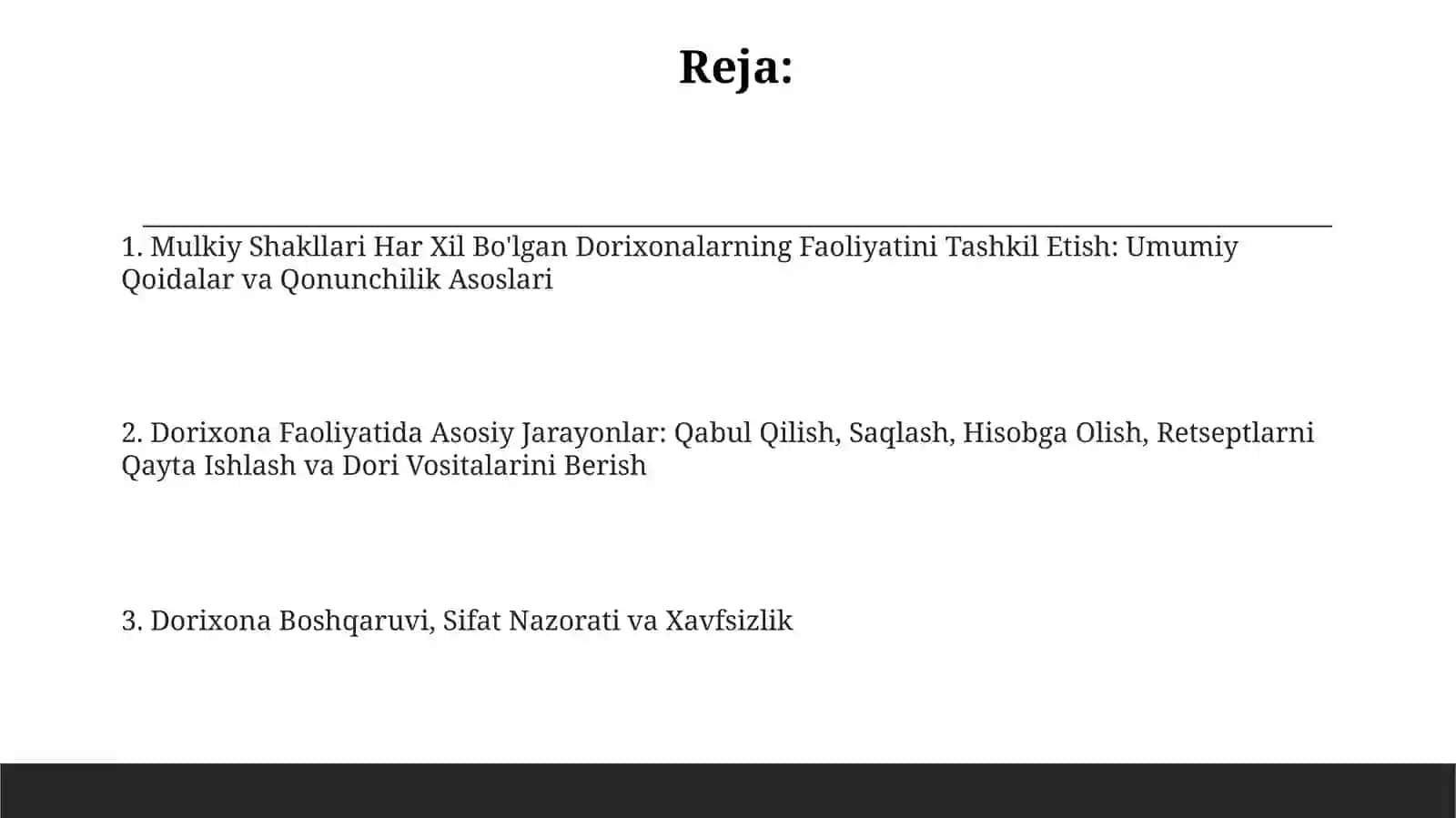 Turli mulkchilik shaklidagi dorixonalar ishini tashkil etish 2