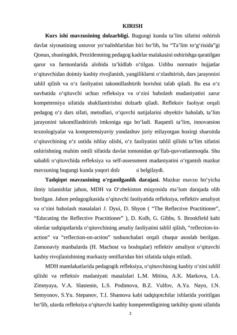 Kurs ishi mavzusining dolzarbligi 2
