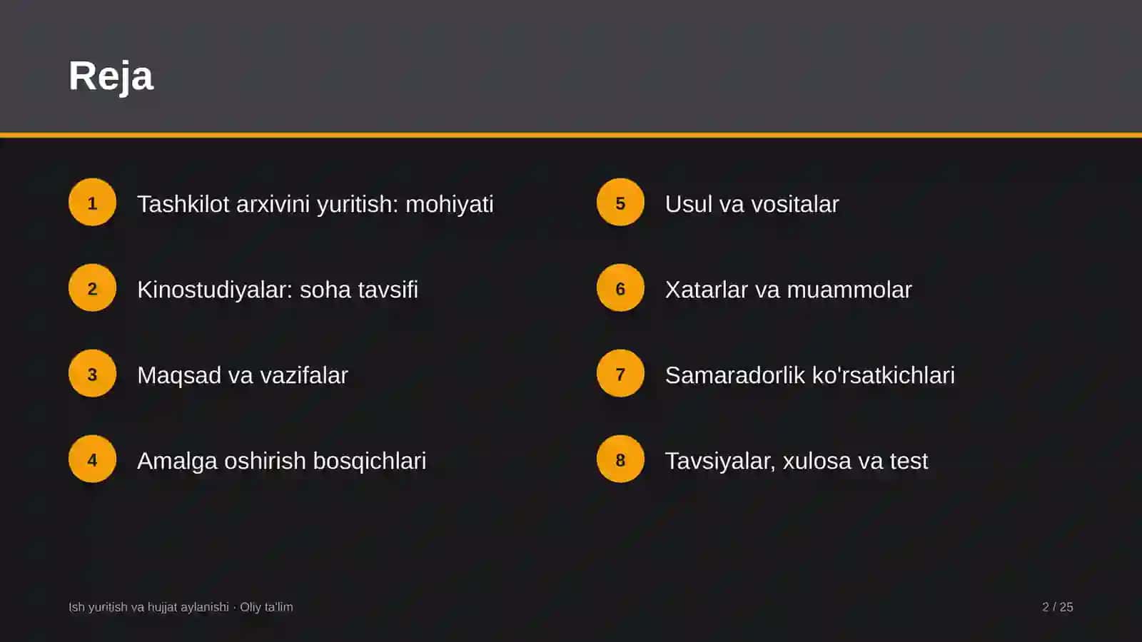 Kinostudiyalarda tashkilot arxivini yuritish 2