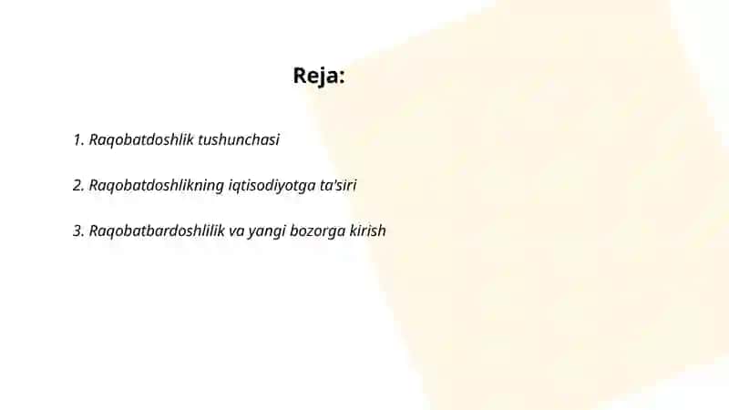 Raqobatdoshlik va uning iqtisodiyotdagi oʻrni 2