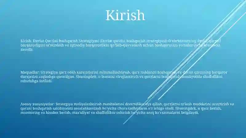Davlat Qarzini Boshqarish Strategiyasi 2