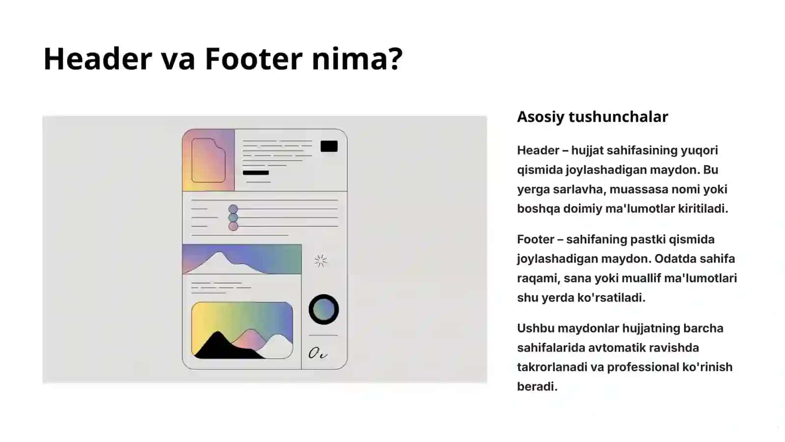 Header va Footer maydonlarini yaratish 2