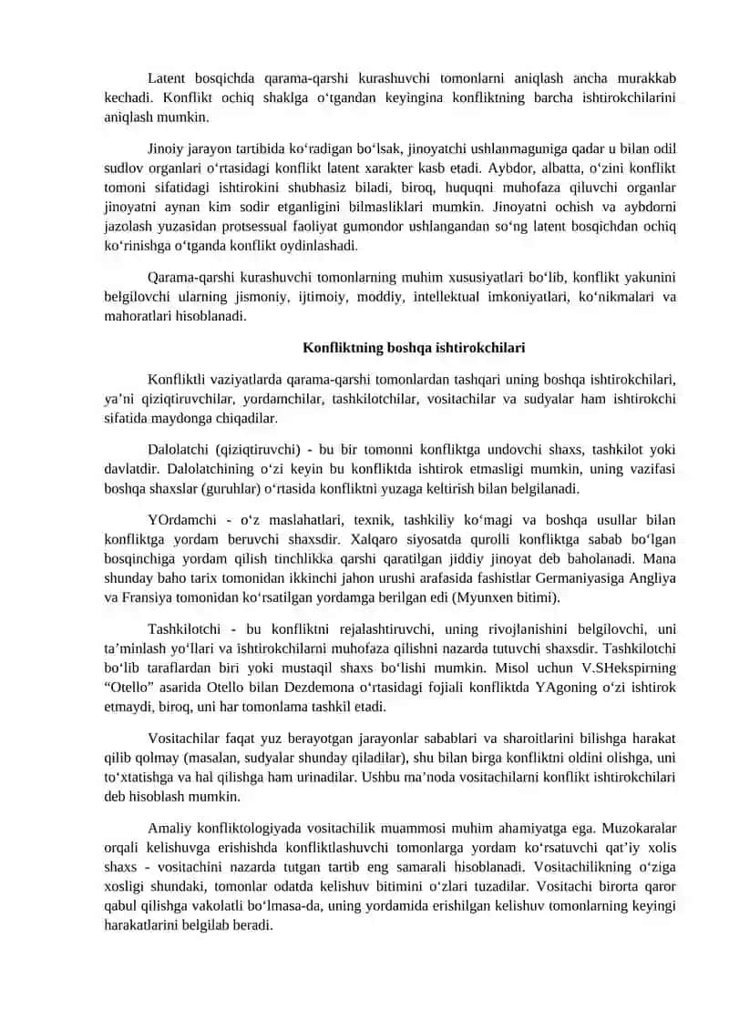 Konfliktlarning yuzaga kelishi 2