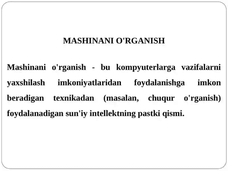 Chuqur o’rganish. Chuqur o’rganish algoritmlari 2