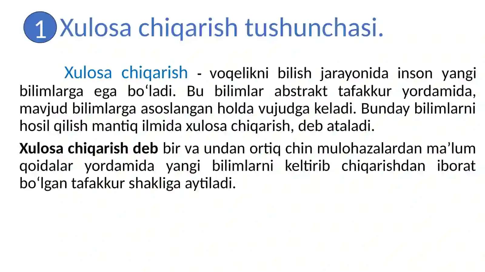 Xulosa chiqarishning umumiy mantiqiy tasnifi 2