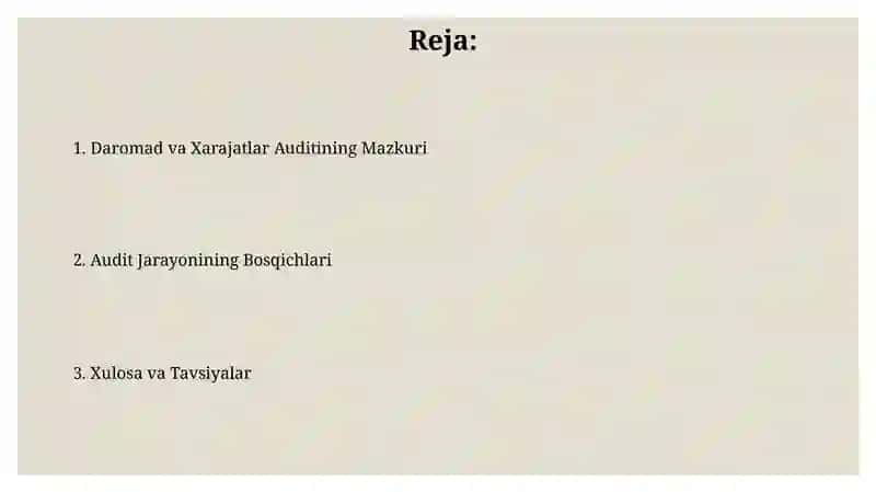 Даромадлар ва харажатлар аудити 2