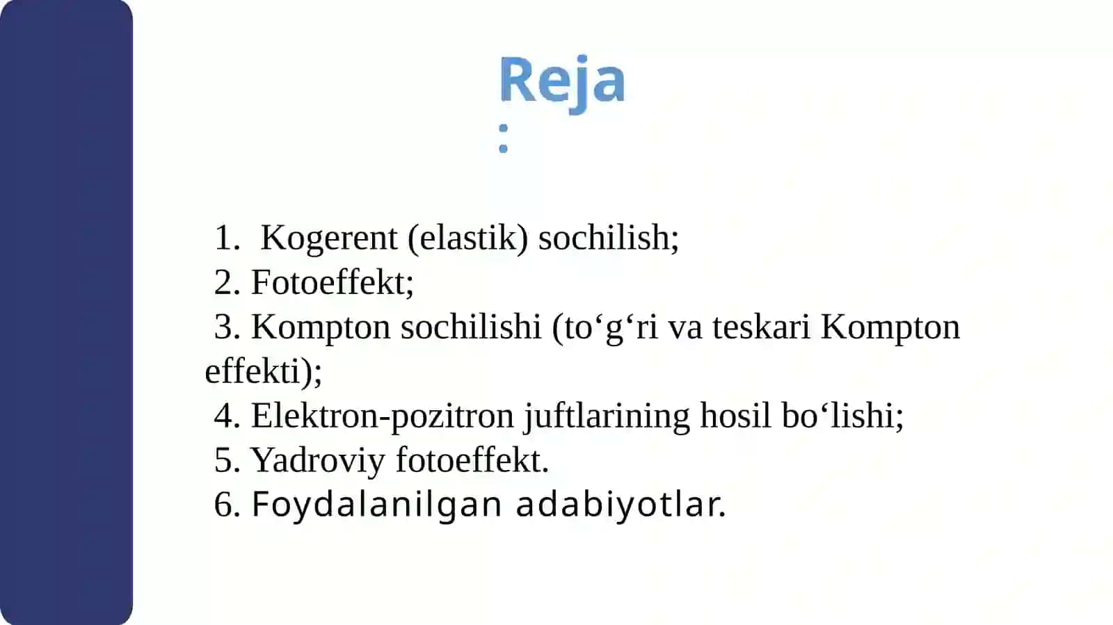 Gamma nurlanishlarning modda bilan ta’siri | Fizika prezentatsiya PPT 2