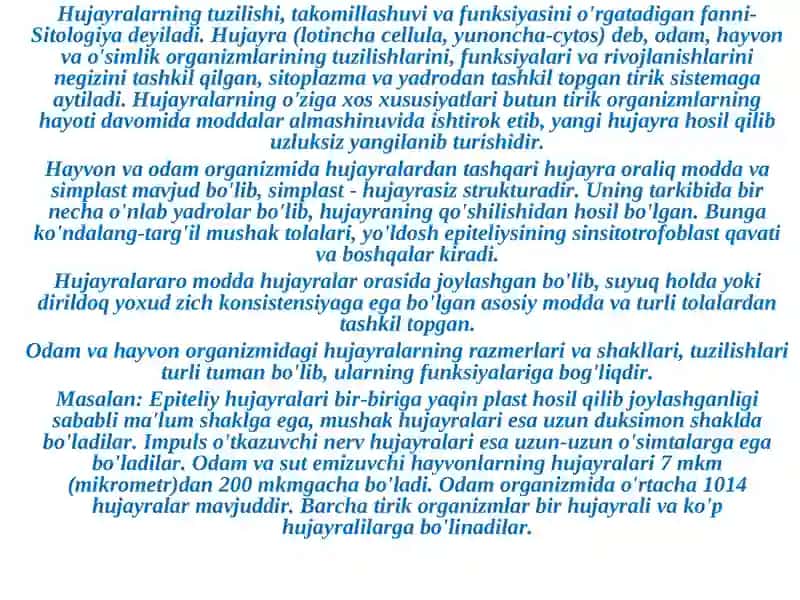 Hujayraning tuzilishi 2