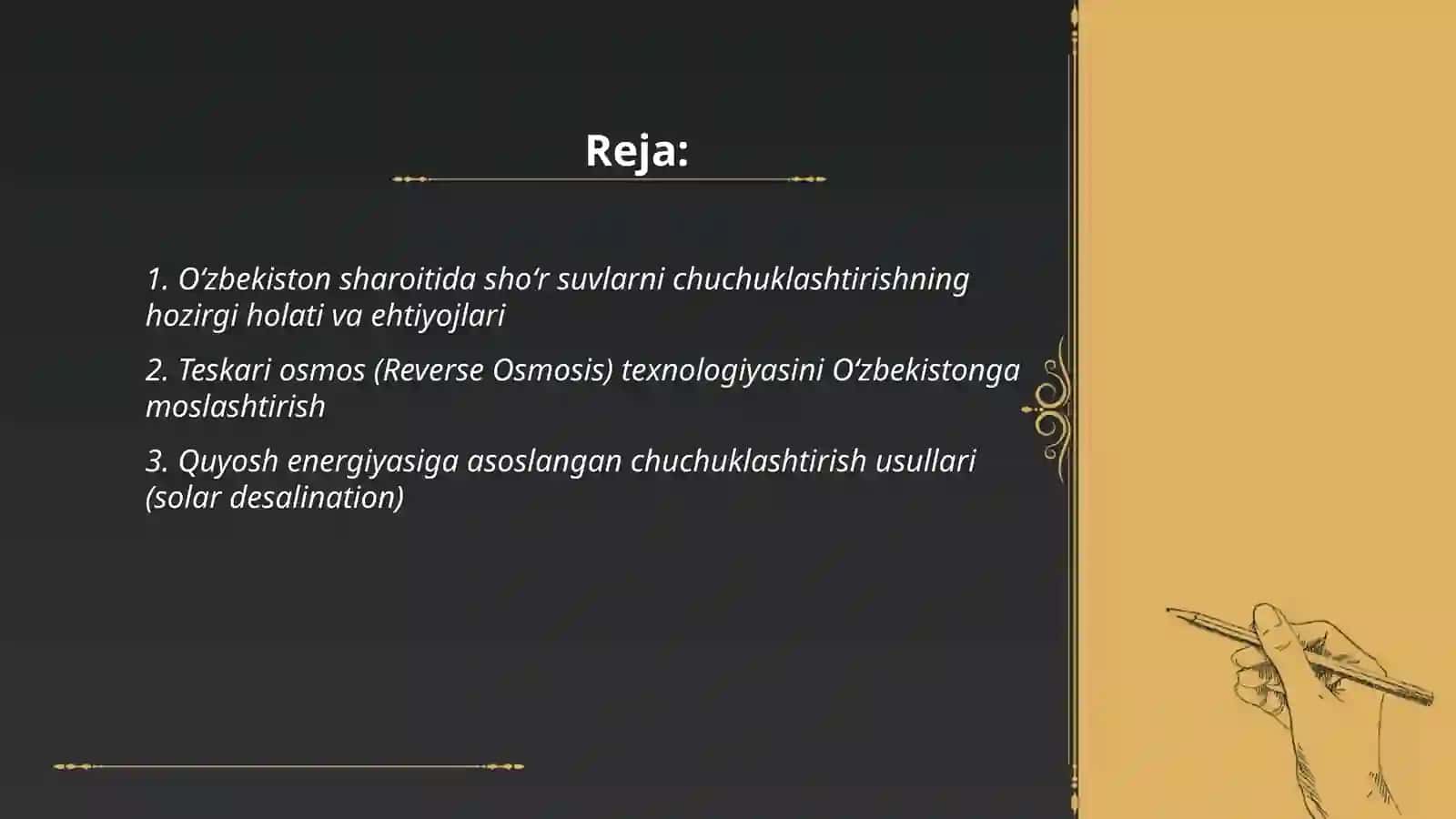 Oʻzbekiston sharoitida shoʻr suvlarni chuchuklashtirish gʻoyasi 2