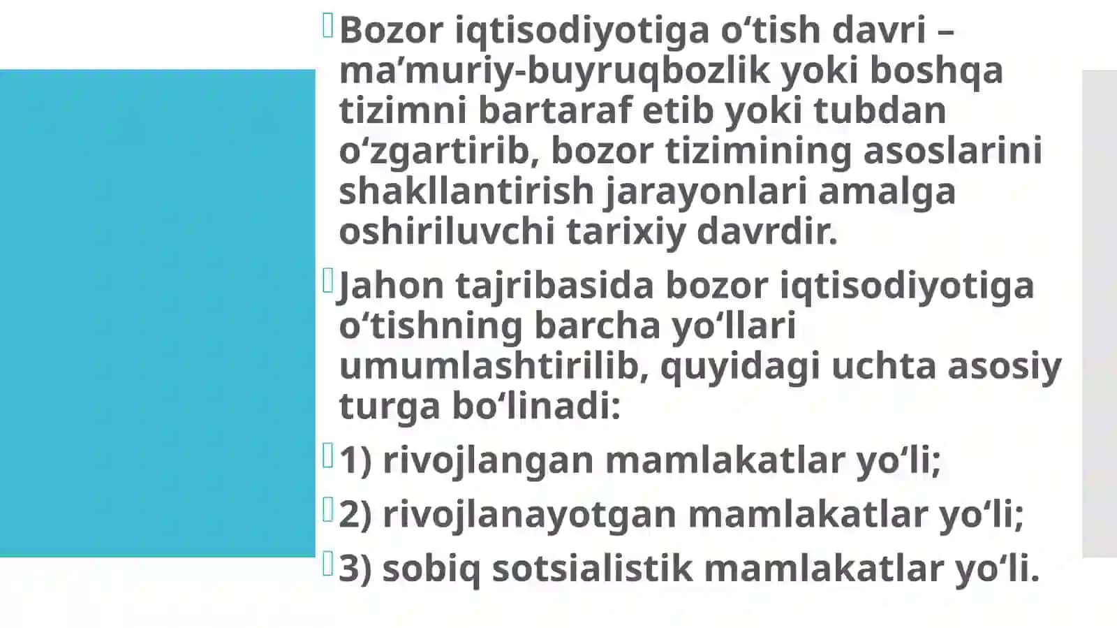 Bozor Iqtisodiyotiga O‘tish Davri 2