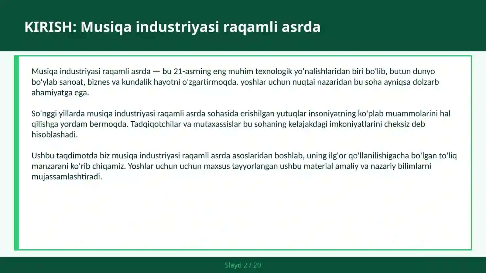Musiqa industriyasi raqamli asrda 2