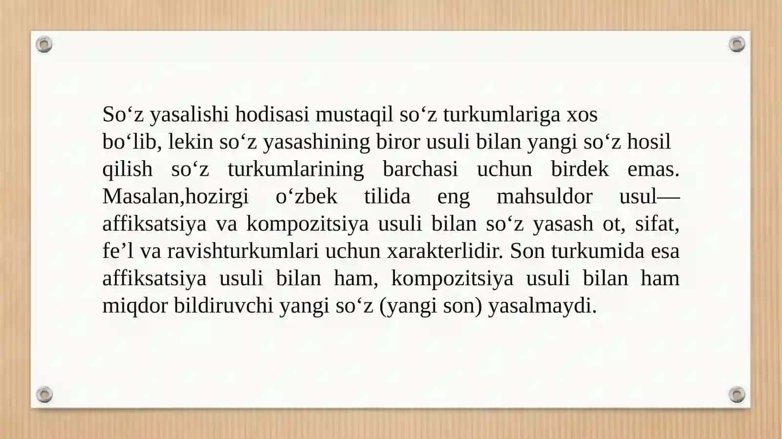 So 'z turkumlarida so 'z yasalishi 2
