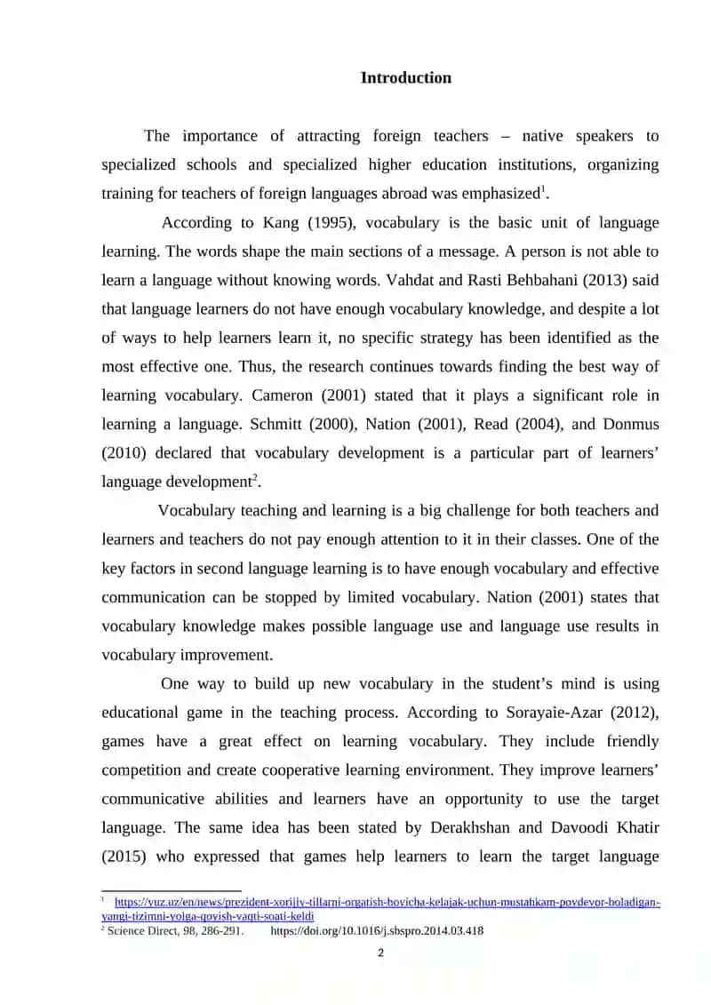 The Usage of Physical Activities in Enhancing Vocabulary Skills of A1 Level Pupils 2