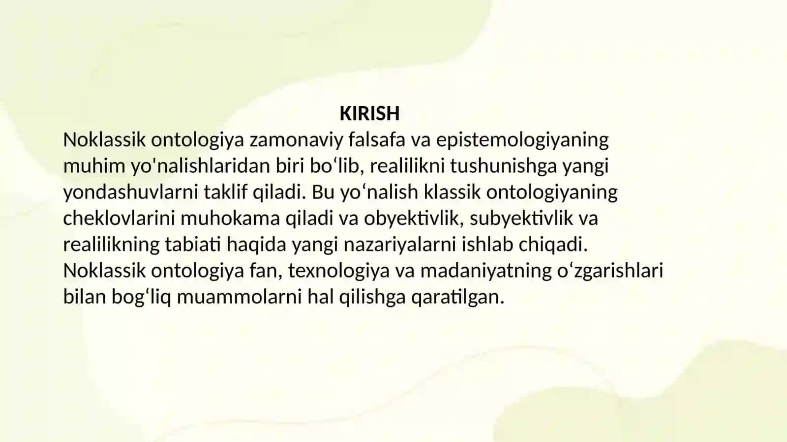 Noklassik ontologiyaning yo'nalishlari va mohiyati 2
