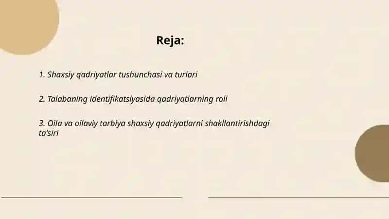Shaxsiy qadriyatlar 2