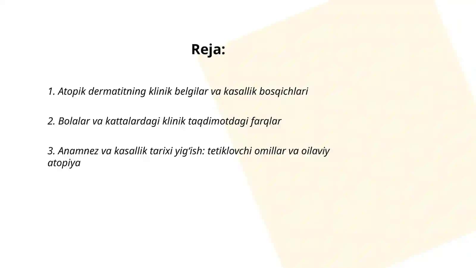 Atopik dermatit klinikasi, tekshirish va davolash usullari 2