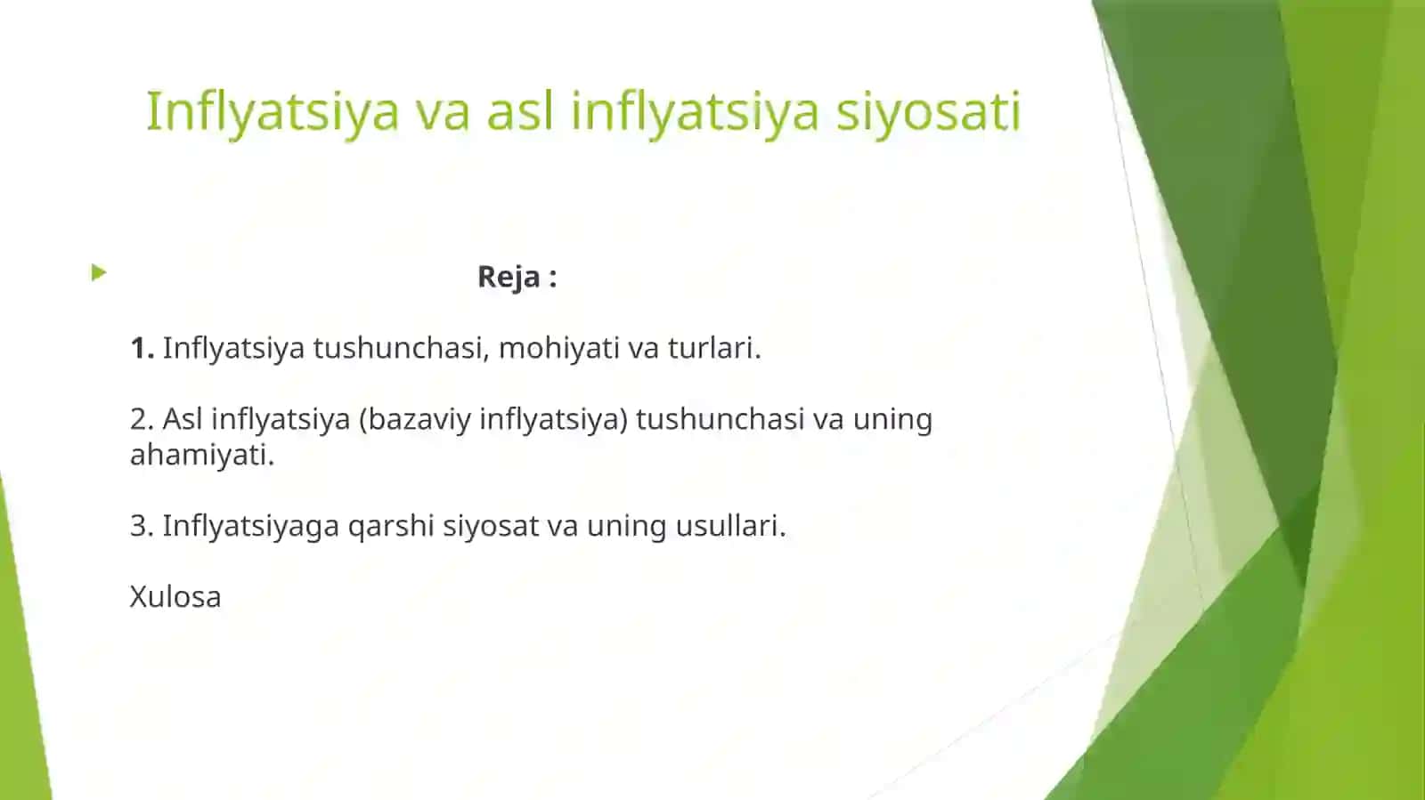Inflyatsiya va asl inflyatsiya siyosati 2