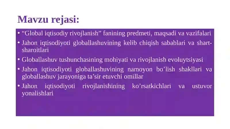 Global iqtisodiy rivojlanish 2