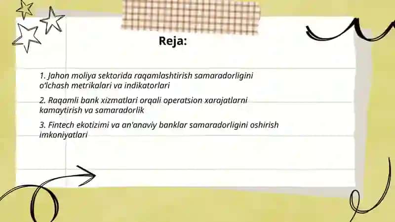 Jahonda moliya sektorini raqamlashtirish samaradorligi 2