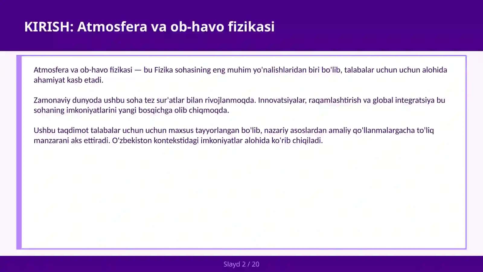 ATMOSFERA VA OB-HAVO FIZIKASI 2