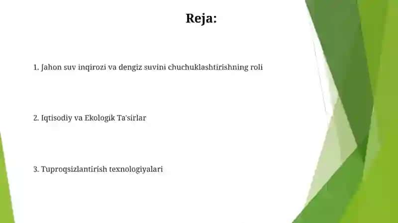 Sho'r suvni chuchuklantirish 2