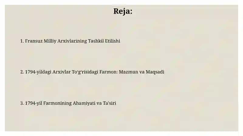 Fransuz Milliy Arxivlarining Tashkil Etilishi 2