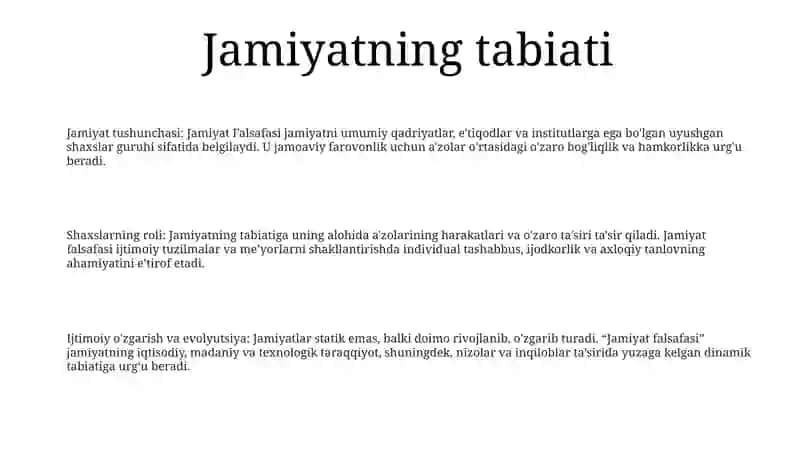 Jamiyat Falsafasi 2