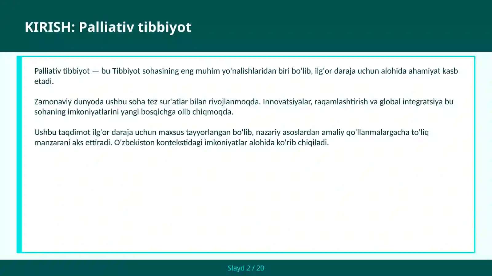 Palliativ Tibbiyot 2