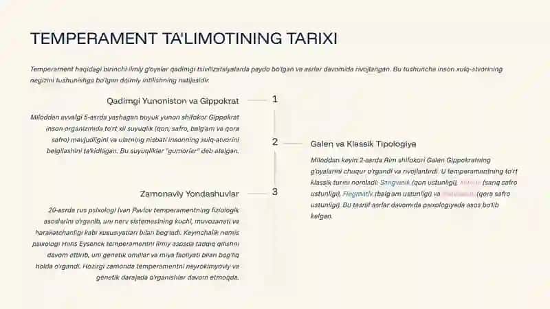 TEMPERAMENTLAR: SHAXSNING TUG'MA XUSUSIYATLARI 2