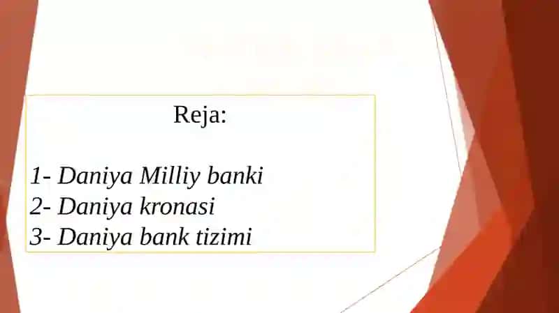 Daniya Bank Tizimi 2