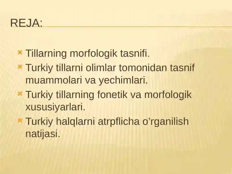 Turkiy tillar tasnifidagi morfologik tamoyillar. 2