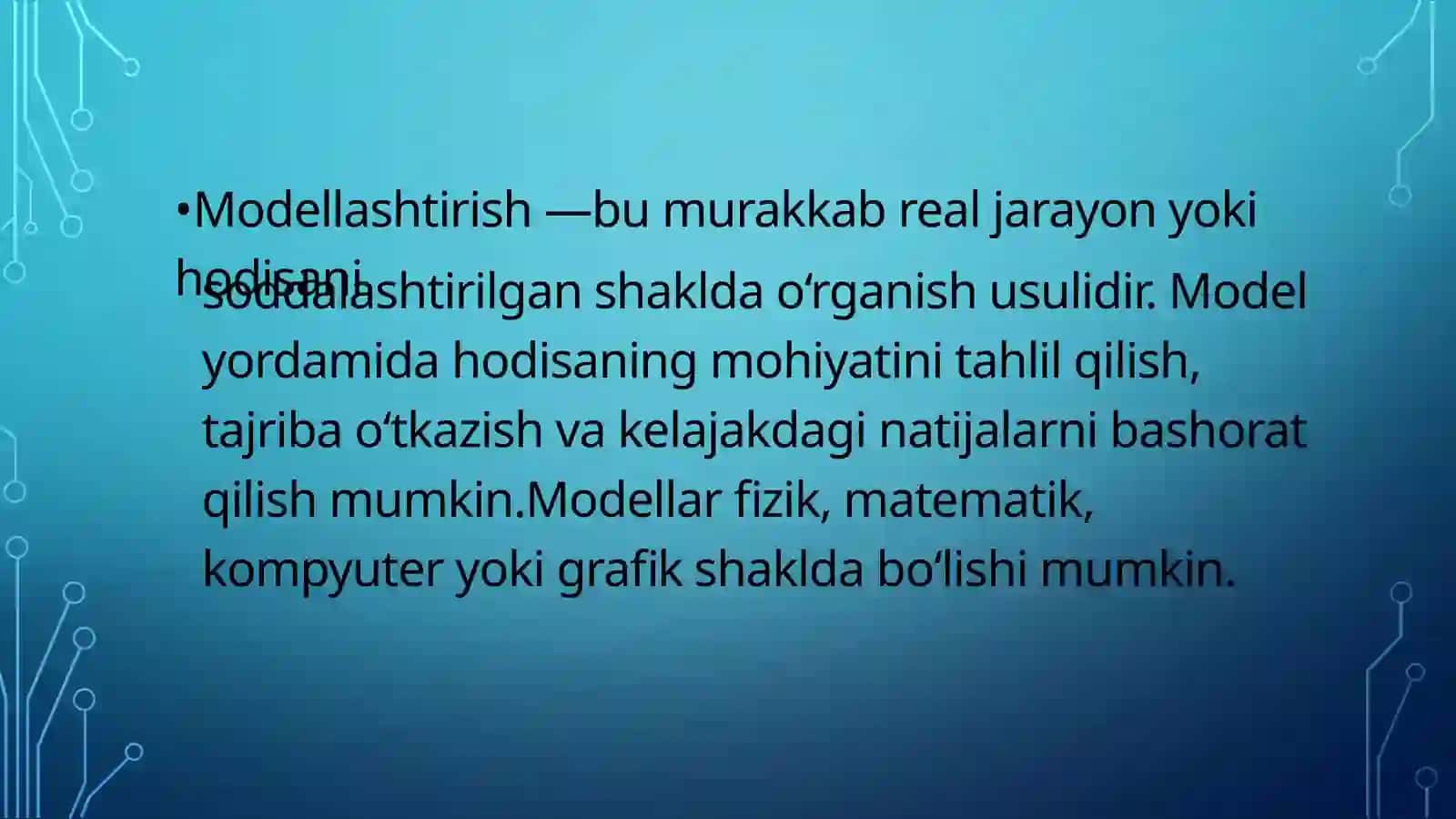 TIBBIYOTDA MODELASHTIRISH USULLARINI OʻRGANISH 2