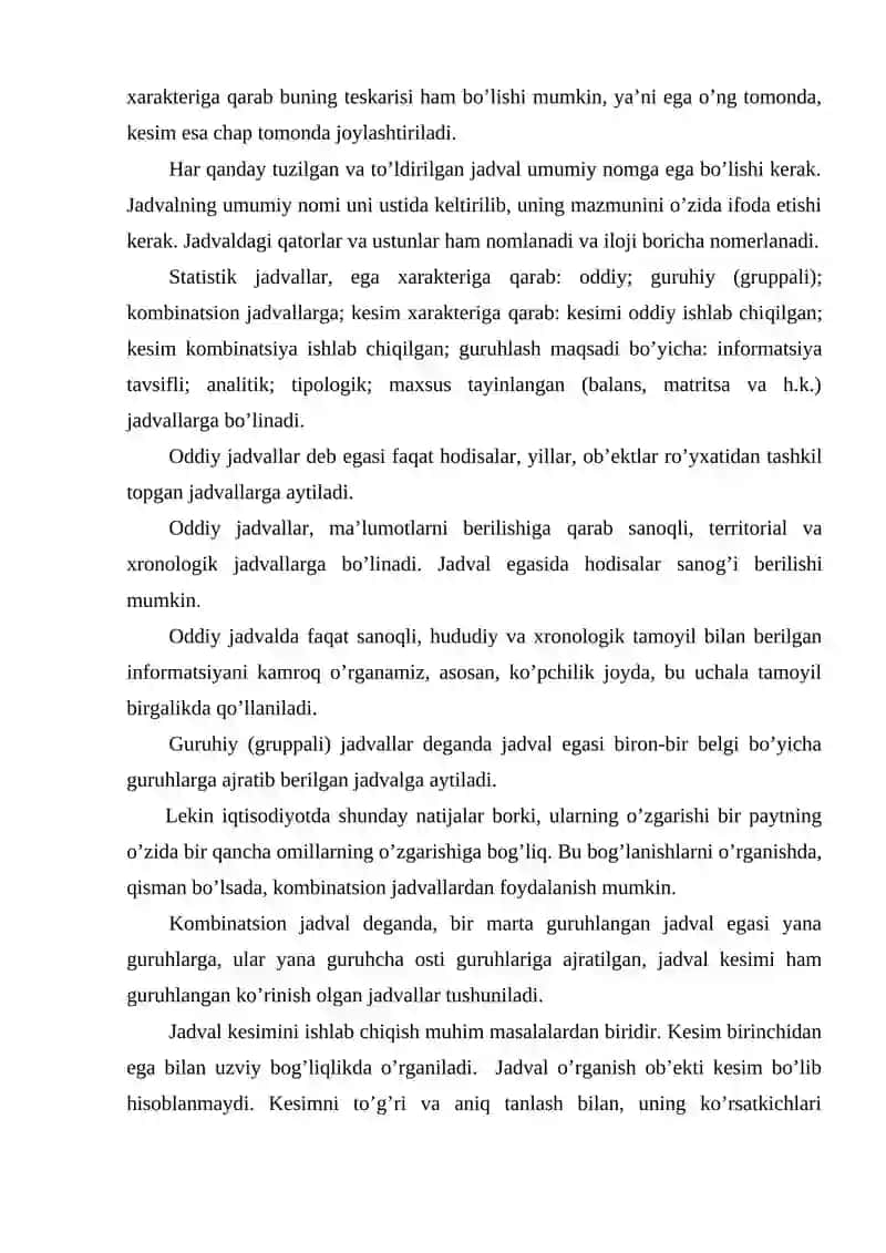Statistik jadvallar 2