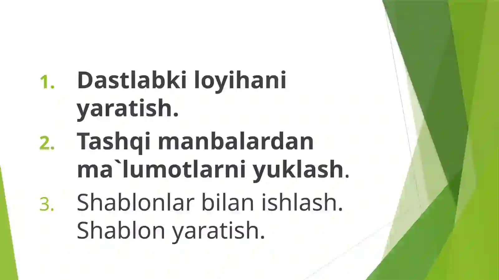 Dastlabki loyihani yaratish 2