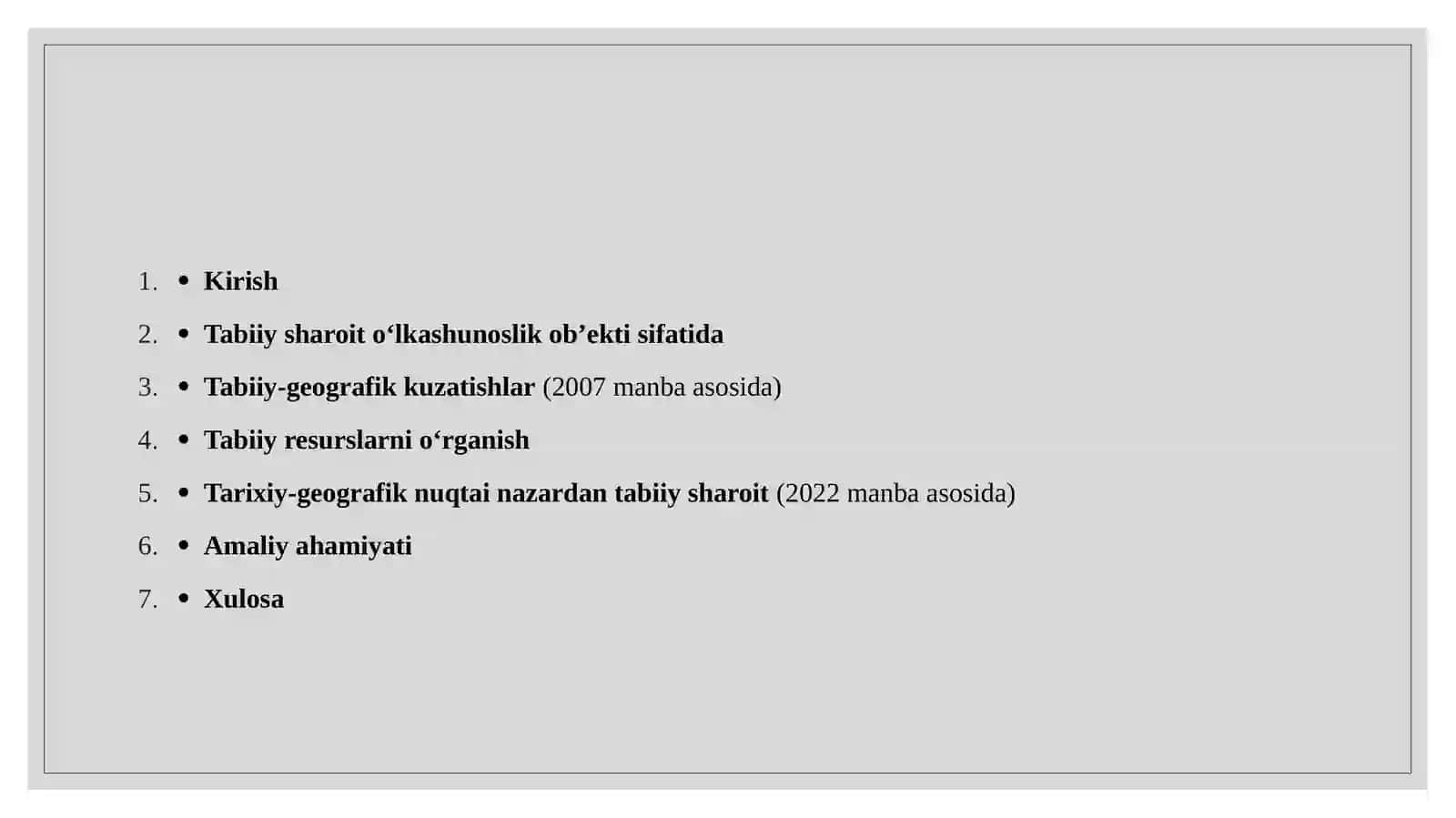 Tabiiy sharoit o‘lkashunoslik ob’ekti ifatida 2