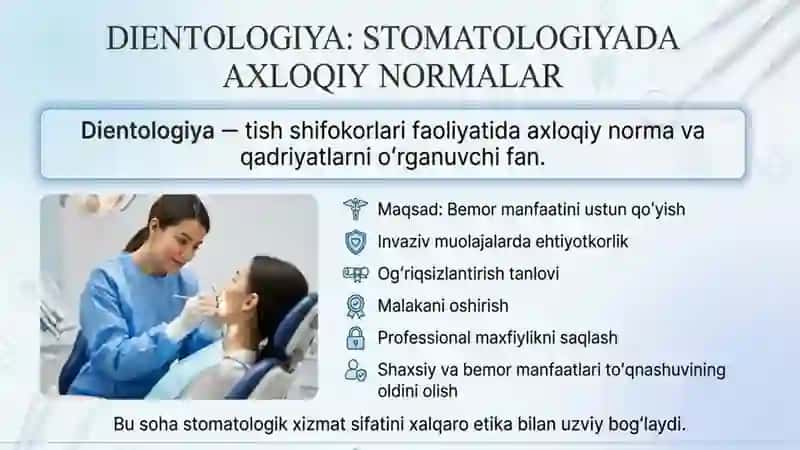 Stomatologiyada etika va dientologiya va tibbiy etika xalqaro tibbiy etika 2
