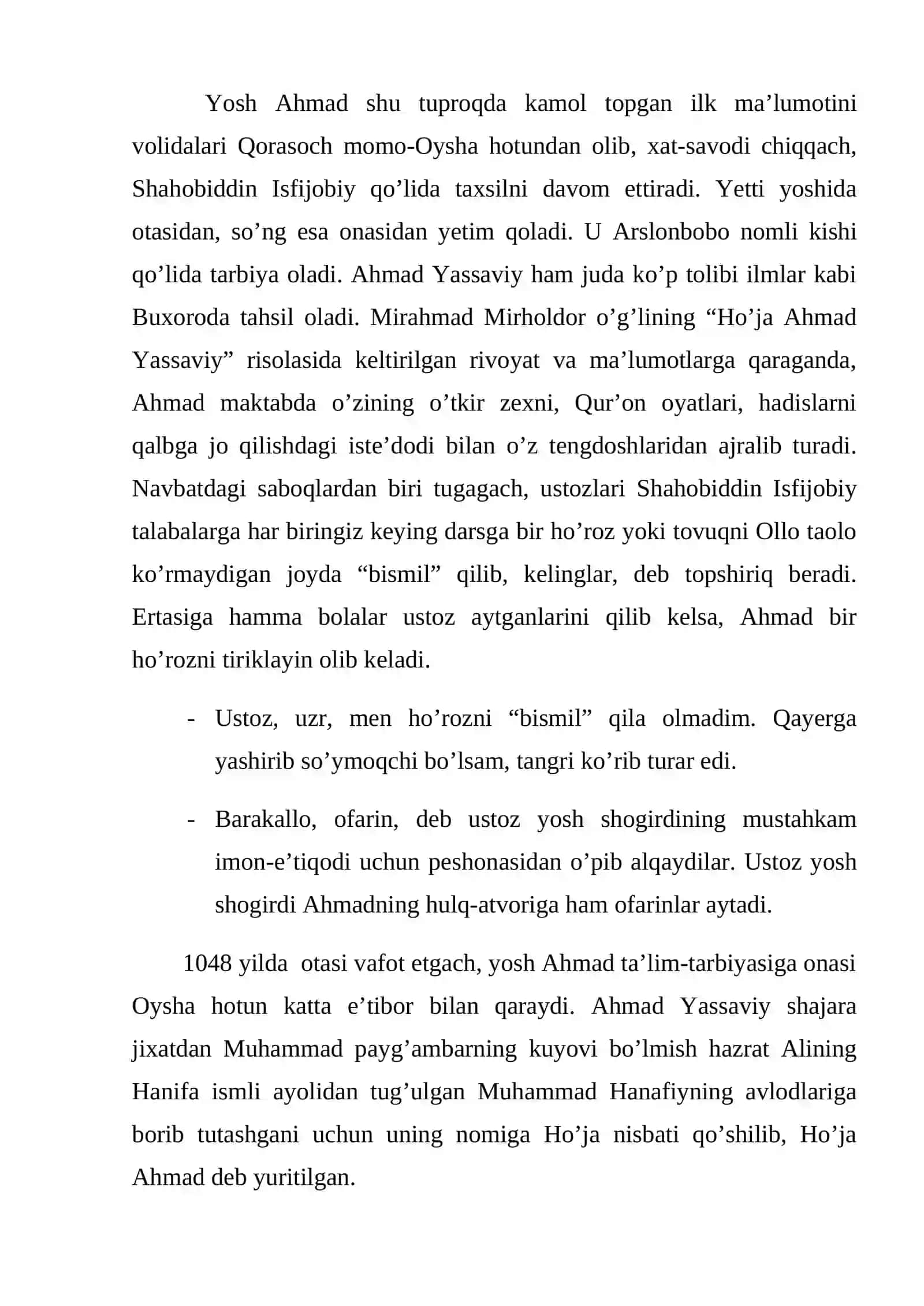 Ho’ja Ahmad Yassaviy hayoti va pedagogik qarashlari 2